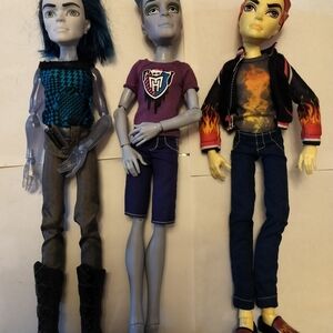 monster high boys dolls with blue teal purple and yellow accents